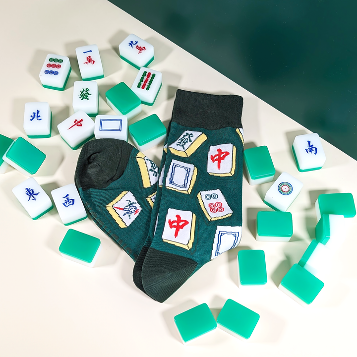 Socks with mahjong tiles
