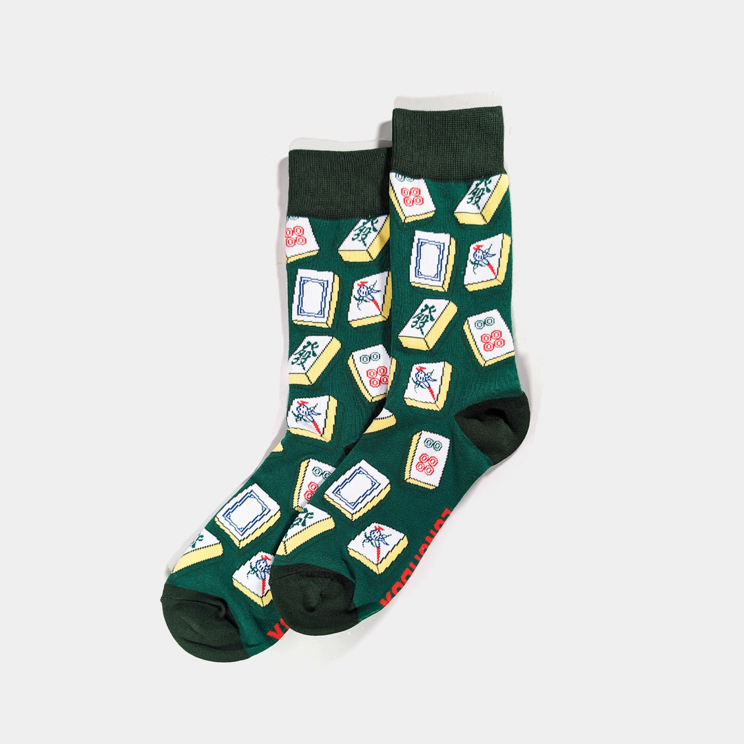 Socks with mahjong tiles