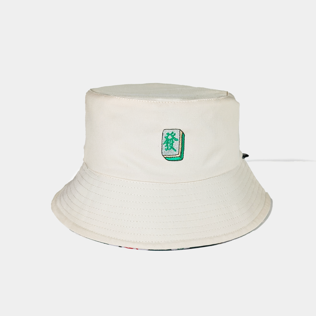 Mahjong Winner Reversible Bucket Hat (Cream White)