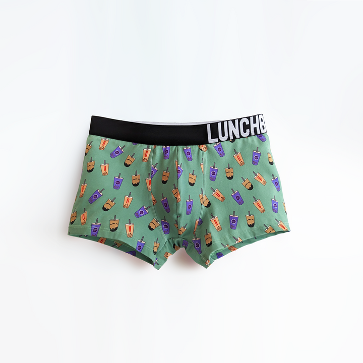 Boba Bubble Tea Boxer Briefs with playful bubble tea patterns.