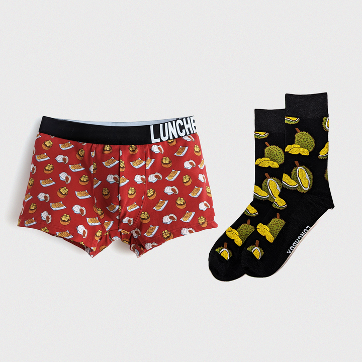 Afternoon Dim Sum Boxer Briefs with Durian Socks