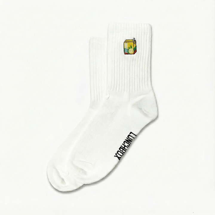 Embroidered Lemon Tea Crew Socks