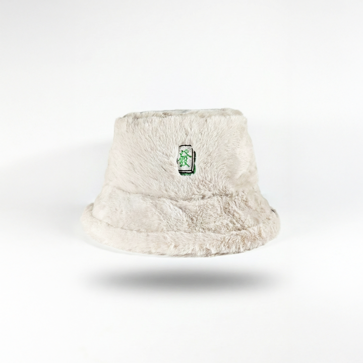Embroidered Mahjong Fluffy Bucket Hat