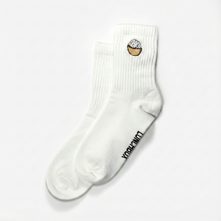 Embroidered Rice Rice Rice Crew Socks