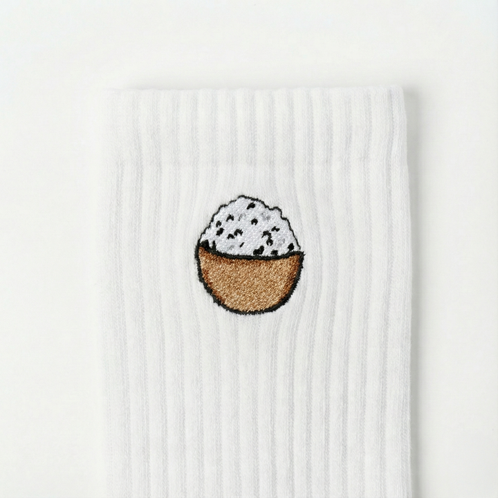 Embroidered Rice Rice Rice Crew Socks