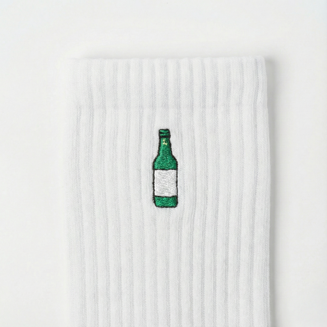 Embroidered Soju Crew Socks