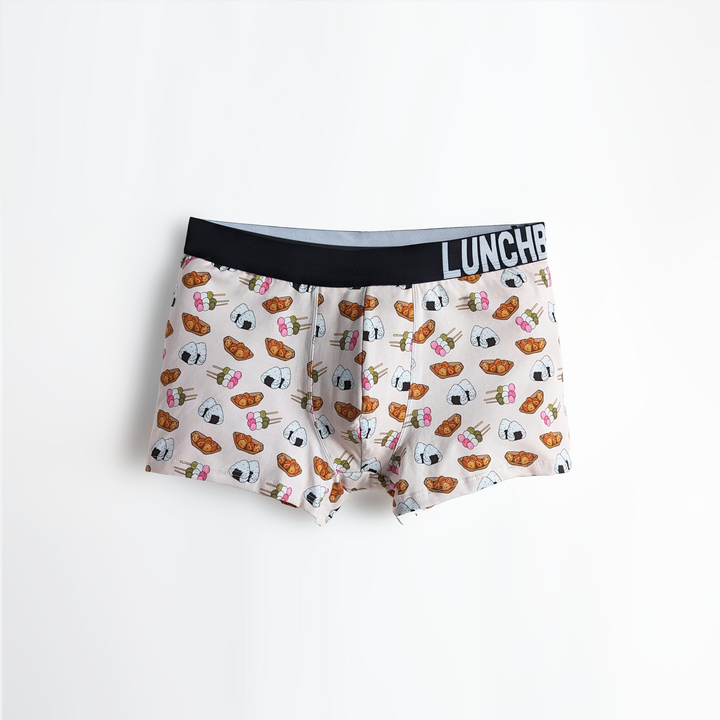 Japanese Delights boxer briefs featuring dango and onigiri designs.