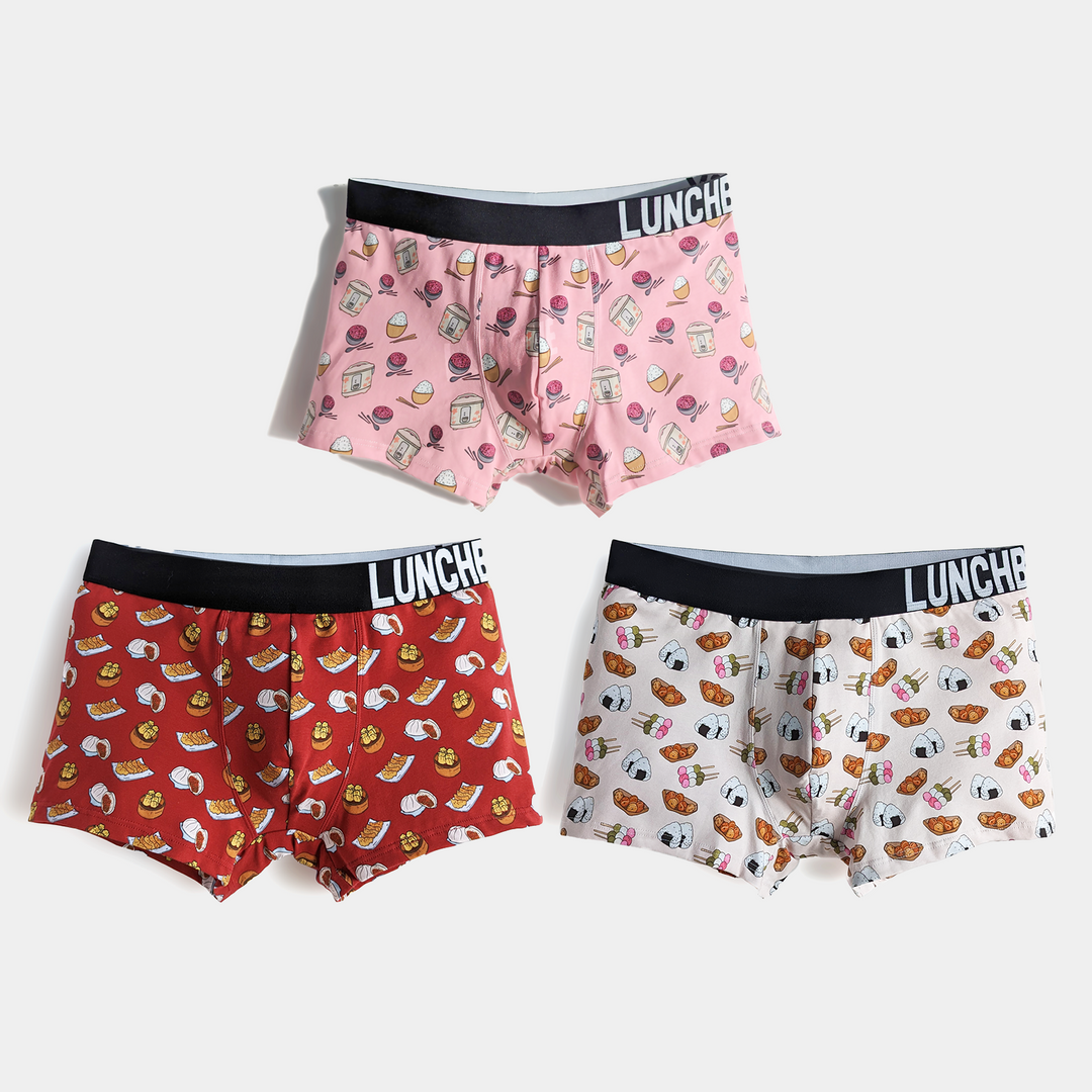 3-Pack Unisex Boxer Briefs Gift Set (DimSum+JP Snacks+Rice)