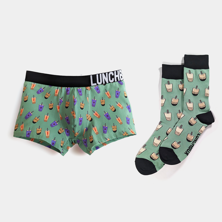 Boba Bubble Tea Boxer Briefs with Boba Bubble Tea socks